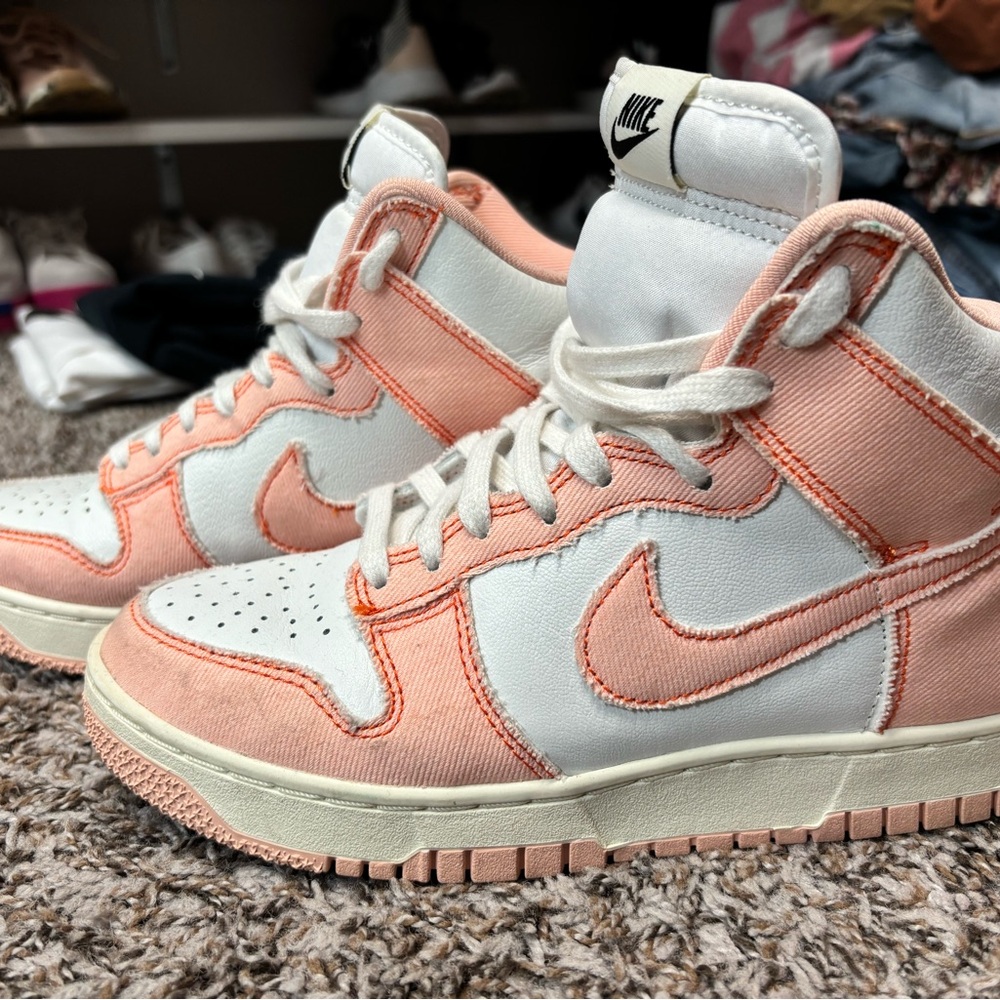 Nike Women’s High-Top Sneakers - White & Peach - Picture 2 of 3